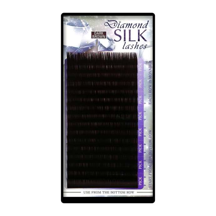 Cils en soie diamant brun foncé - Mélanger 16 linii, C, 0,12 mm