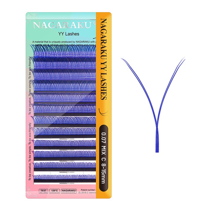 Nagaraku Cils - 2D YY Bleu - Mélange 12 lignes, C, 0.07mm