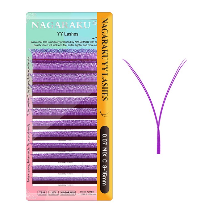 Nagaraku Cils - 2D YY Violet - Mélange 12 lignes, C, 0.07mm