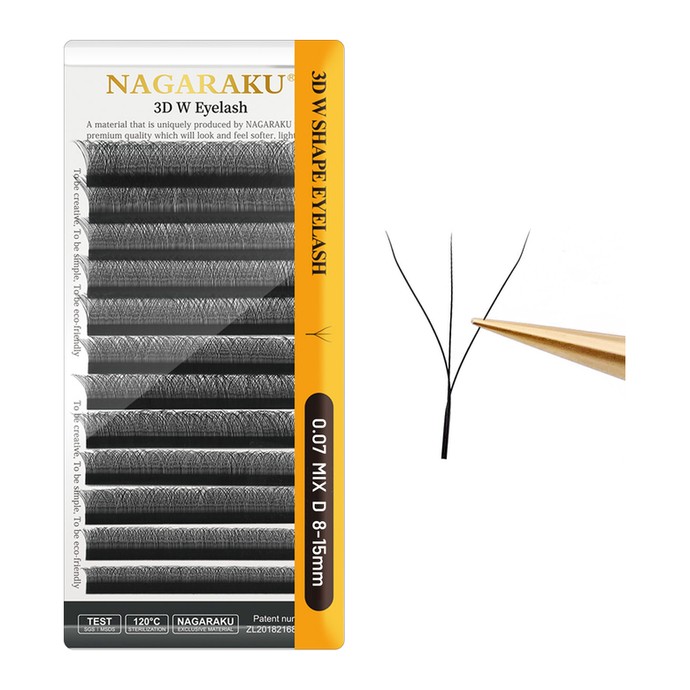 Nagaraku Lashes - 3D W - Mélange 12 lignes, D, 0,07 mm