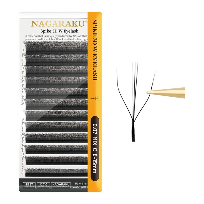Nagaraku Cils - 3D W Spike - Mélange 12 lignes, C, 0.07mm