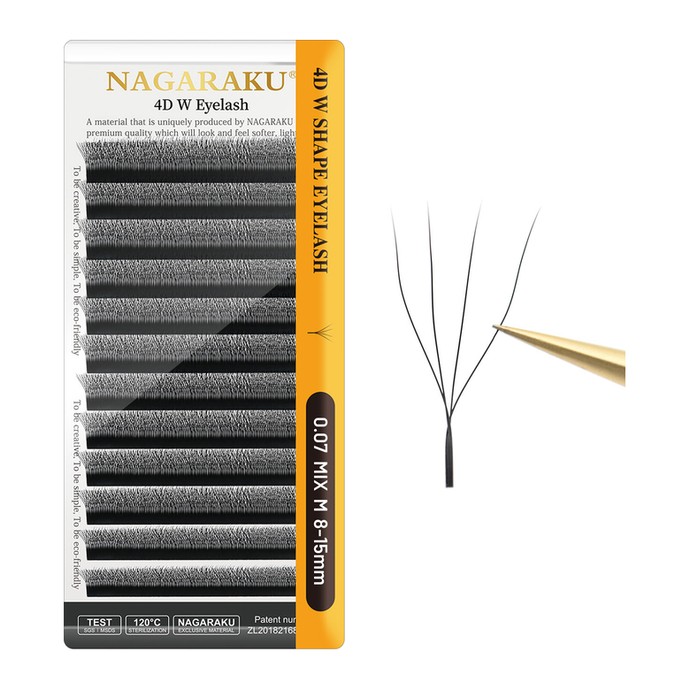 Nagaraku Cílios - 4D W - Mistura 12 linhas, M(LU), 0.07mm
