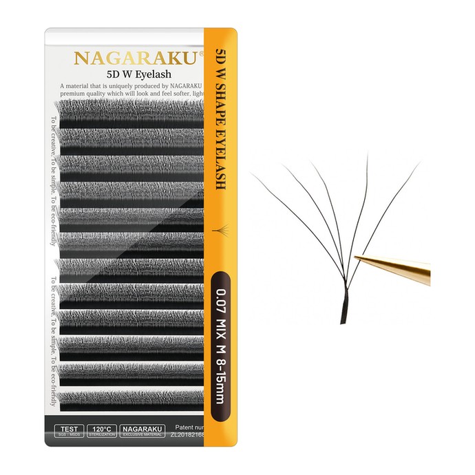 Nagaraku Cílios - 5D W - Mistura 12 linhas, M(LU), 0.07mm
