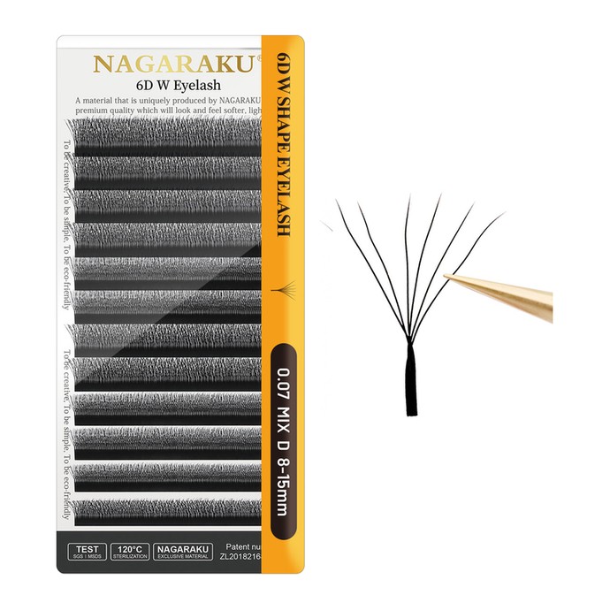Nagaraku Cils - 6D W - Mélange 12 lignes, D, 0.07mm