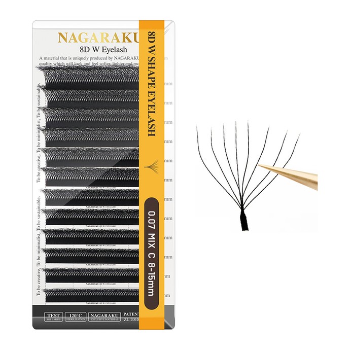 Nagaraku Cils - 8D W - Mélange 12 lignes, C, 0.07mm