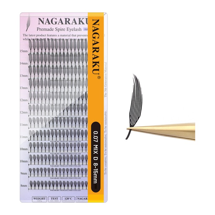 Nagaraku Cils - Spire - Mélange 12 lignes, D, 0.07mm
