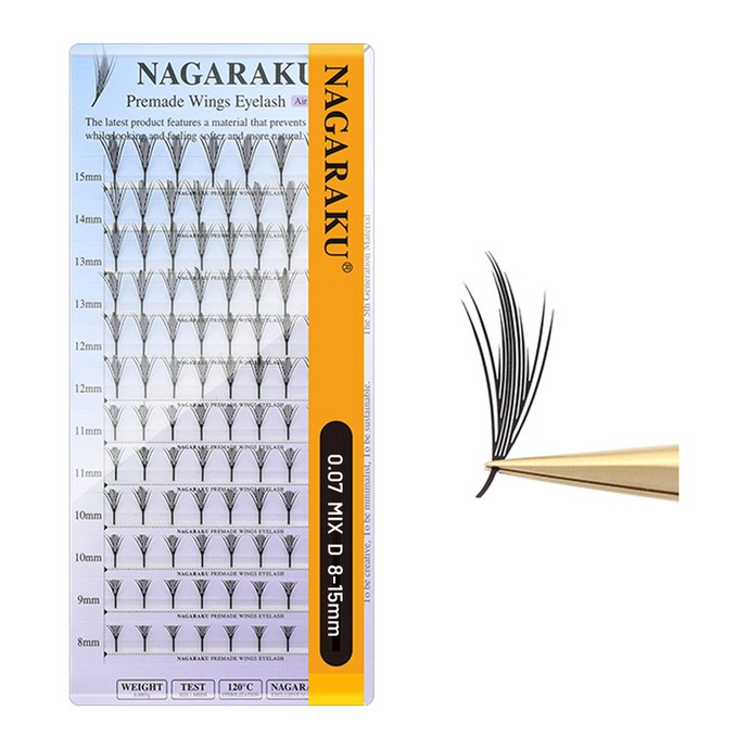 Nagaraku Cils - Ailes - Mélange 12 lignes, D, 0.07mm