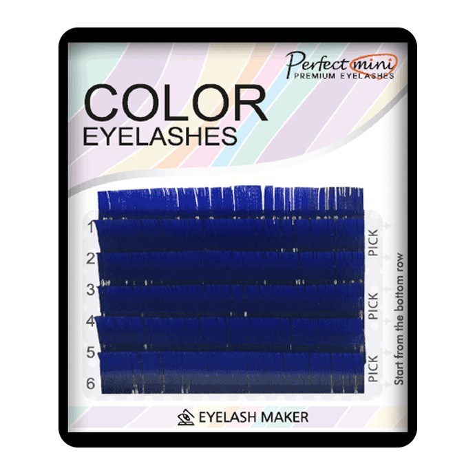 Cils Colorés - Bleu - Mix 8-13, C, 0.07mm