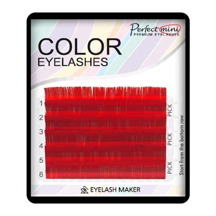 Cils Colorés - Rouge - Mix 8-13, C, 0.07mm