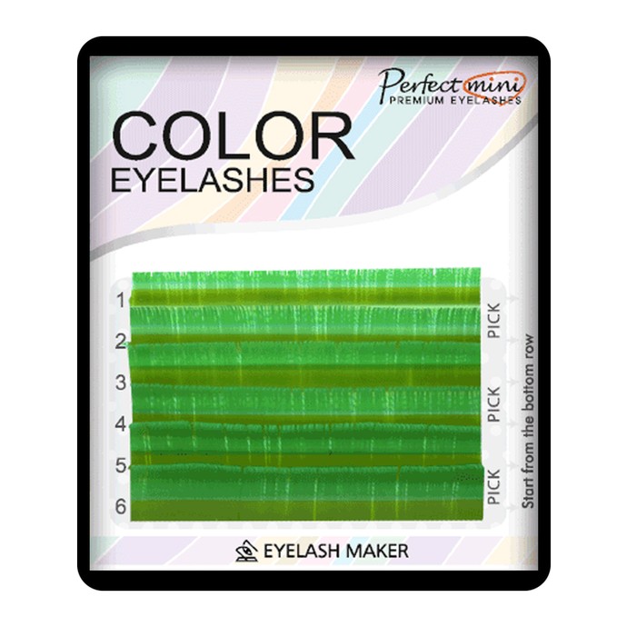Cils Colorés - Jaune-Vert - Mélange 8-13, C, 0.07mm