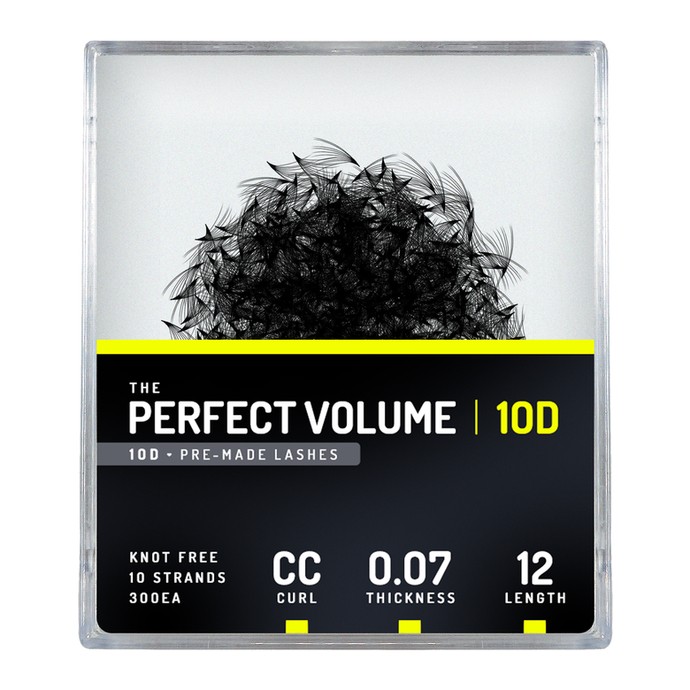 Perfect Volume - 300 extensions 10D préfabriquées - 12mm, CC, 0.07mm