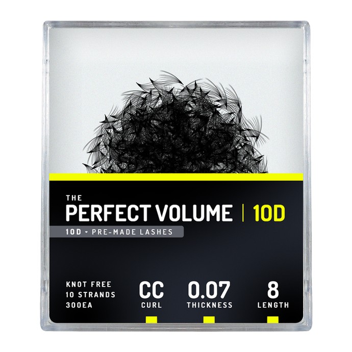 Perfect Volume - 300 extensions 10D préfabriquées - 8mm, CC, 0.07mm