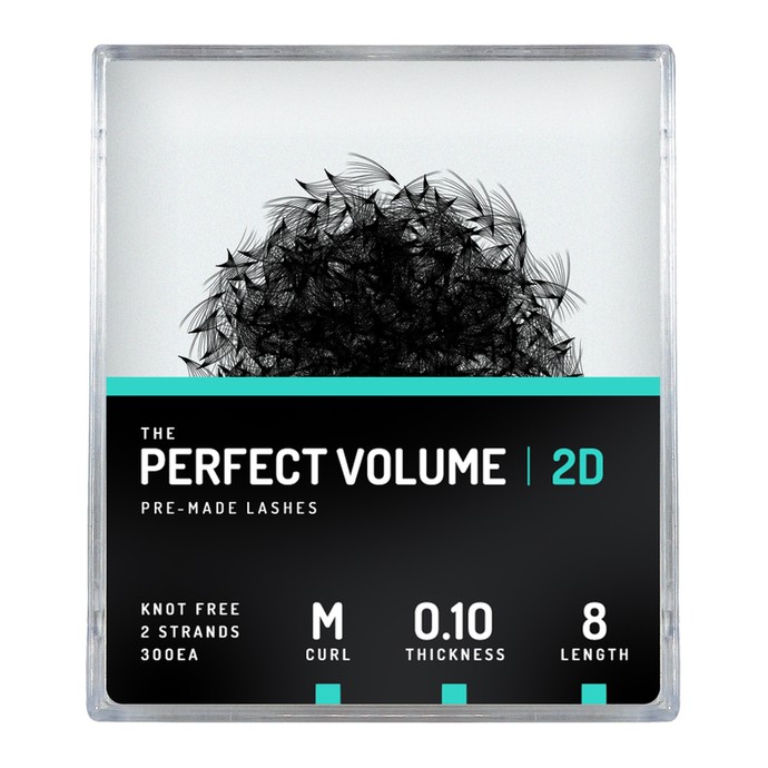Perfect Volume - 300 extensions 2D prêtes à l'emploi - 8mm, M, 0.10mm