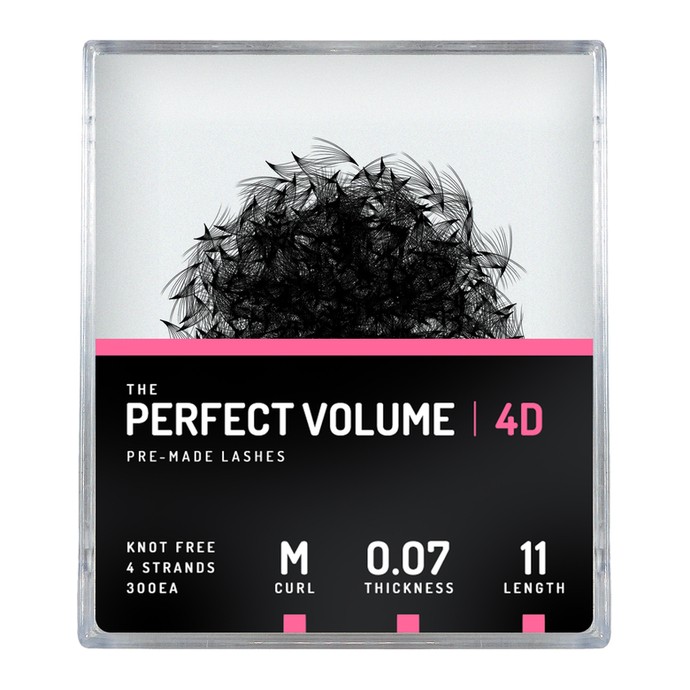 Perfect Volume - 300 extensions 4D prêtes à l'emploi - 11mm, M, 0.07mm