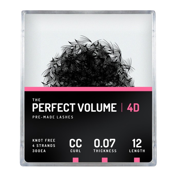 Perfect Volume - 300 extensions 4D préfabriquées - 12mm, CC, 0.07mm