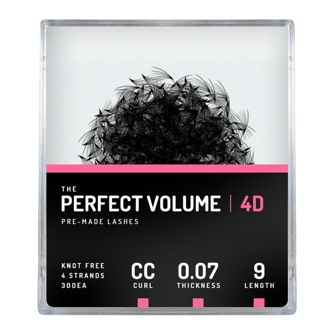 Perfect Volume - 300 extensions 4D préfabriquées - 9mm, CC, 0.07mm
