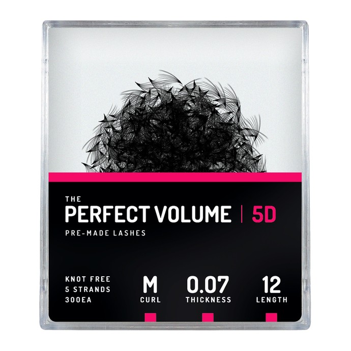Perfect Volume - 300 extensions 5D préfabriquées - 12mm, M, 0.07mm
