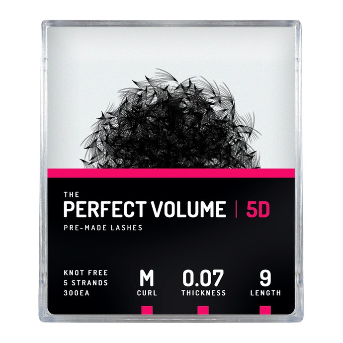 Perfect Volume - 300 extensions 5D prêtes à l'emploi - 9mm, M, 0.07mm