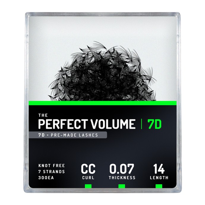 Perfect Volume - 300 extensions 7D préfabriquées - 14mm, CC, 0.07mm