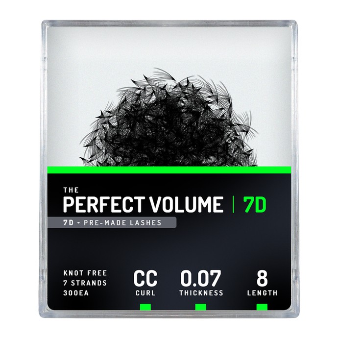 Perfect Volume - 300 extensions 7D préfabriquées - 8mm, CC, 0.07mm