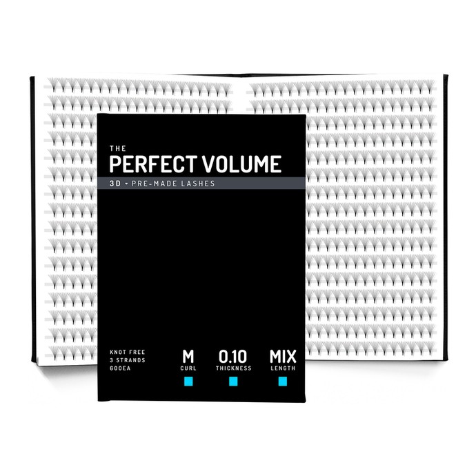 Perfect Volume - 600 extensions 3D préfabriquées - MIX 8-14mm, M, 0.10mm