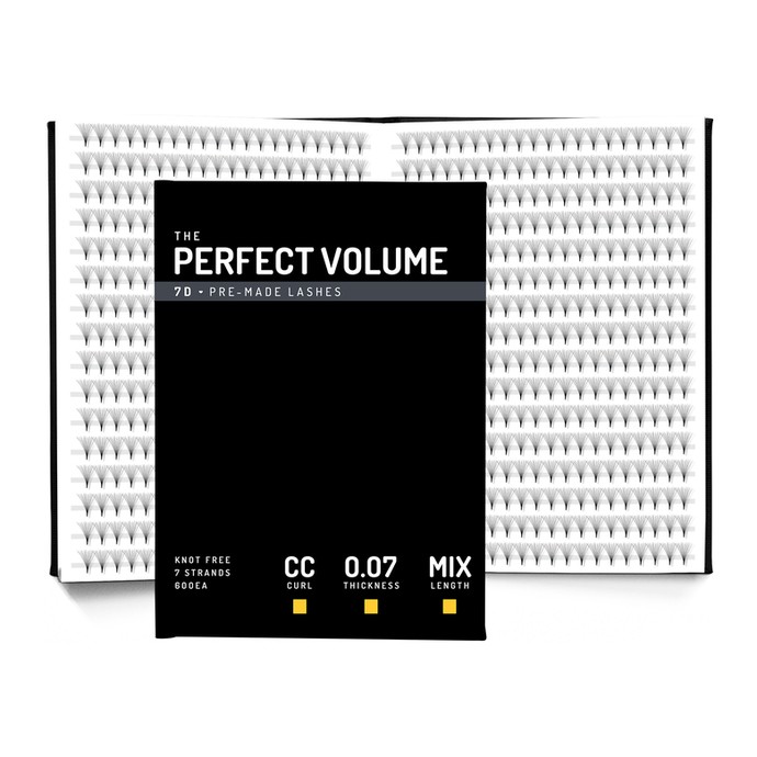 Perfect Volume - 600 extensions 3D préfabriquées - MIX 8-14mm, CC, 0.10mm