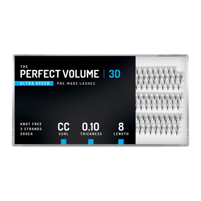Perfect Volume Ultra Speed - 500 extensions 3D préfabriquées - 8mm, CC, 0.10mm