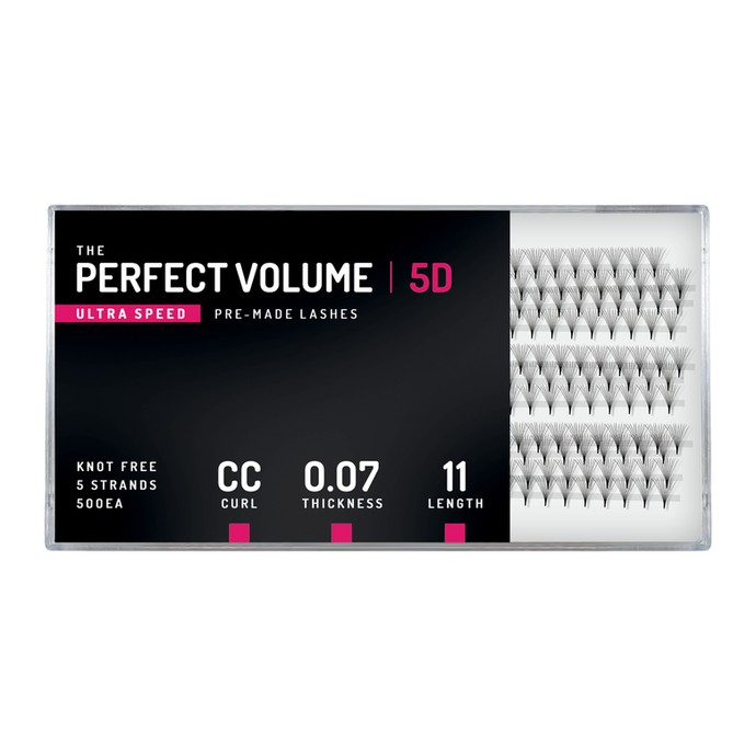 Perfect Volume Ultra Speed - 500 extensions 5D prêtes à l'emploi - 11mm, CC, 0.07mm
