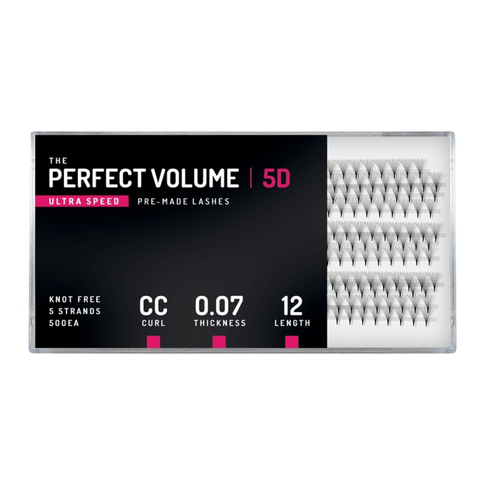 Perfect Volume Ultra Speed - 500 extensions 5D prémontées - 12mm, CC, 0.07mm